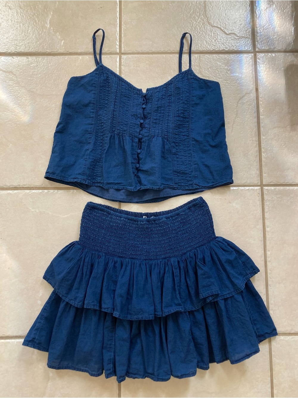 American Eagle navy matching set- tank and ruffle skort outfit